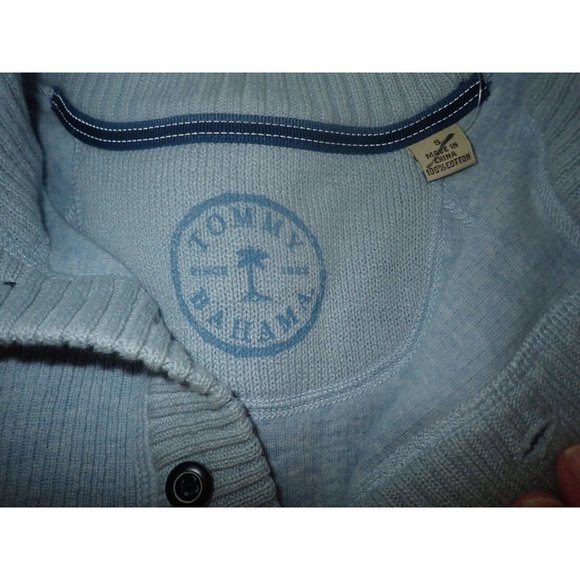 Tommy Bahama Mock Neck Sweater Mens S Blue Quarter Button Cotton Preppy - Picture 5 of 5